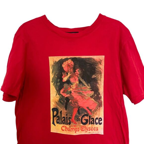 Forever 21 Red Vintage Palais Glace Graphic Print Short Sleeve Shirt Sz Medium - Picture 3 of 4